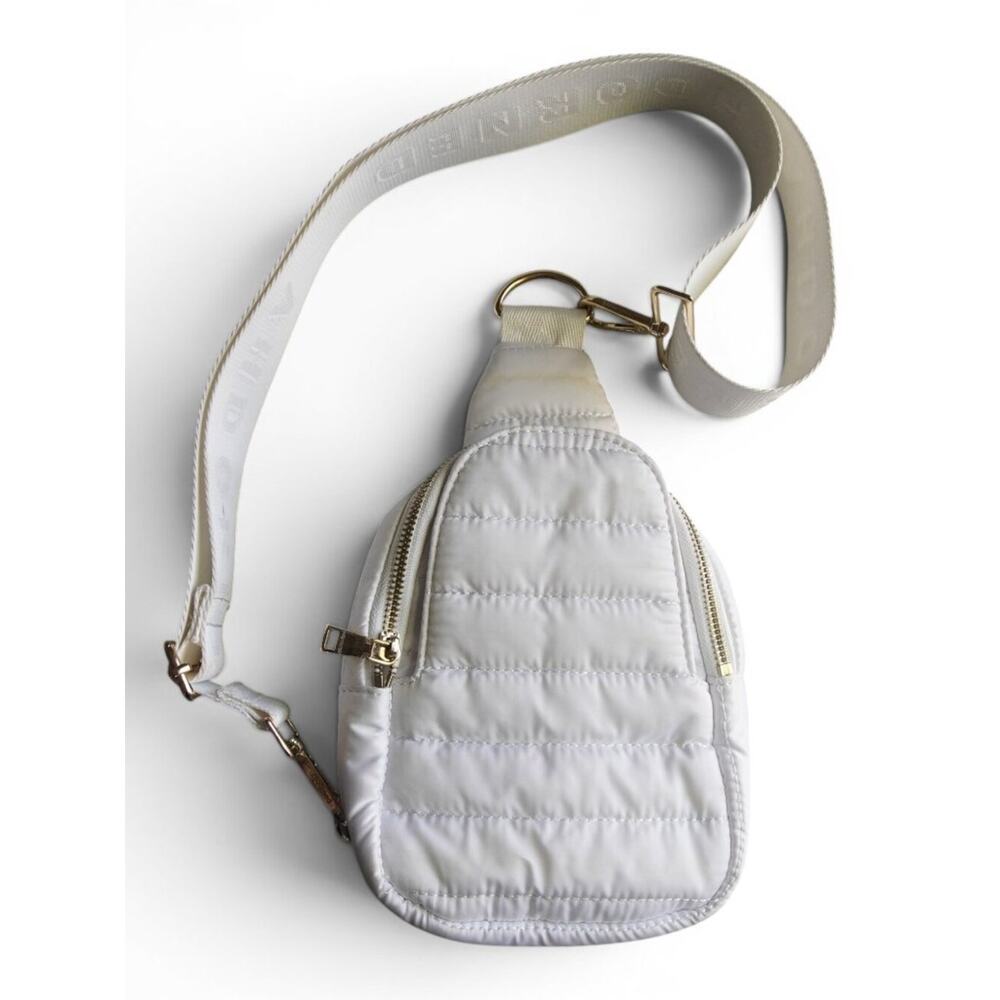 AHDORNED White Quilted Mini Sling Backpack Crossbody Gold HW - Picture 4 of 13